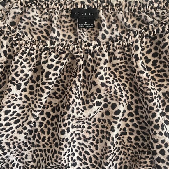 Sanctuary Sunshine Womens Off the Shoulder Leopard Print Long Sleeve Blouse Top - Picture 7 of 8